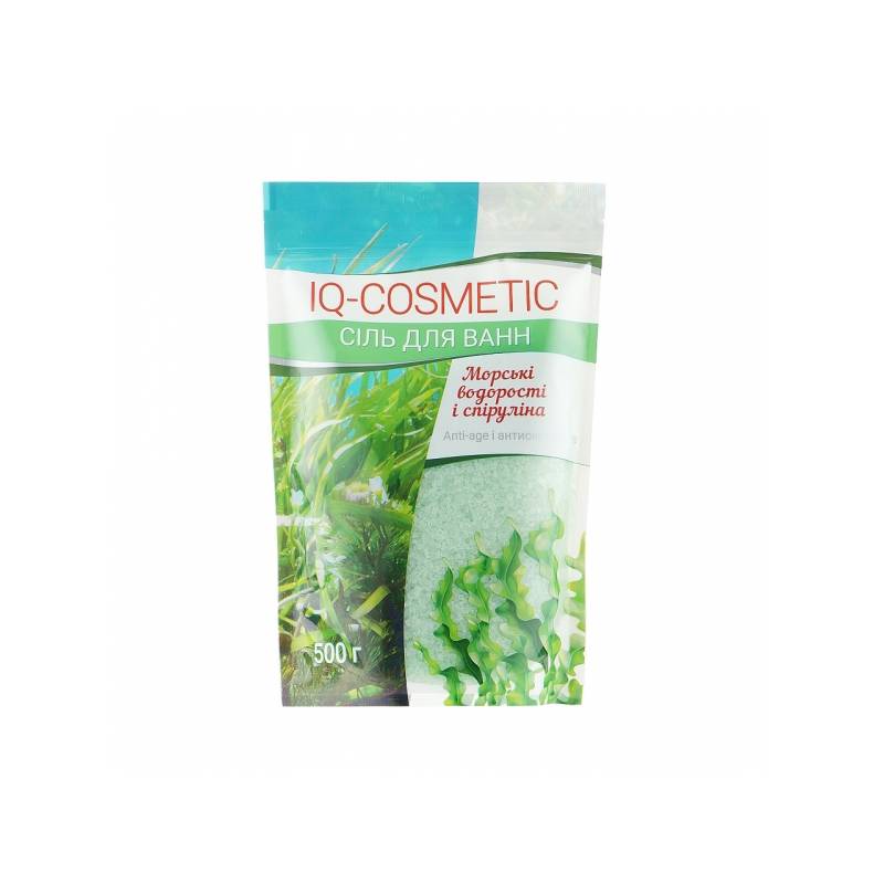 IQ-cosm. Соль для ванн c морскими водорослями и спирулиной, 500 г