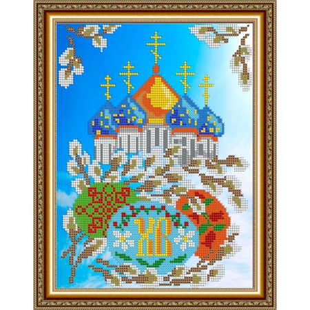 «Светлица» рисунок на ткани для вышивания бисером К-202 «Пасхальная» 19x24 см