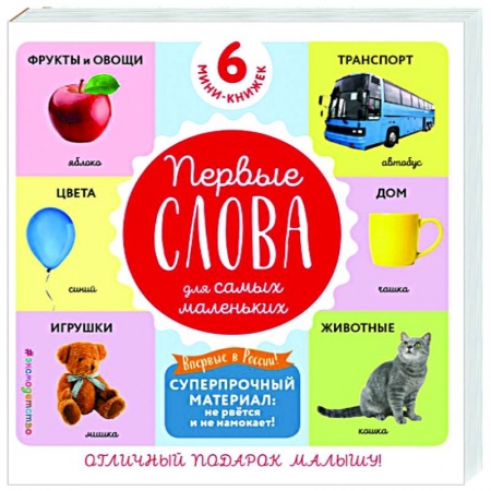 Знакомство с миром, развитие малыша, книга Комплект из 6 супер-прочных мини-книжек «Первые слова для самых маленьких» купить по скидке