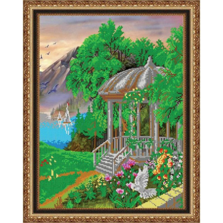 «Светлица» набор для вышивания бисером №372 «Беседка» бисер Чехия 30x38см