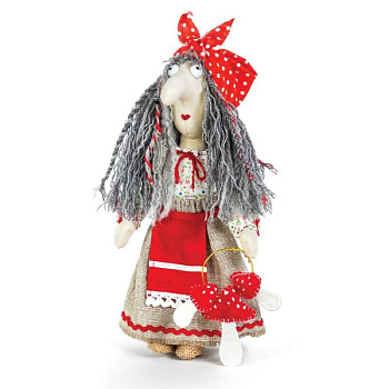 Набор для изготовления игрушки из льна и хлопка с волосами из пряжи 'Баба Яга', 21 см