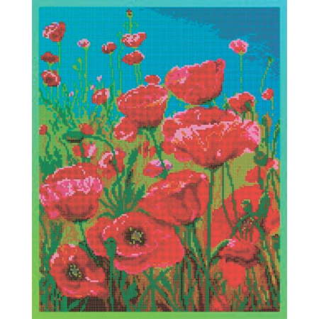 'Маковое поле' 30х38см набор на атласе для вышивания чешским бисером 'Вышивочка' ВЛ-063П