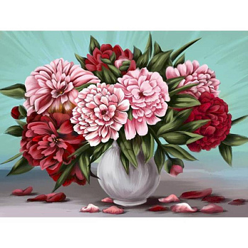 Алмазная вышивка на раме 30x40 с полным заполнением «Пионы»